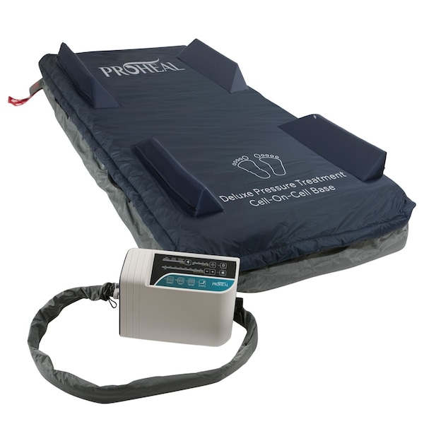 Proheal Mattress System w/Deluxe Digital Pump and Cell-On-Cell Support Base w/Raised Rail 36"x80"x8"/11" PH-80065 - main